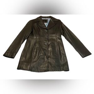Apt 9 lambskin 100% Leather Jacket button trench coat black Women  size SMALL